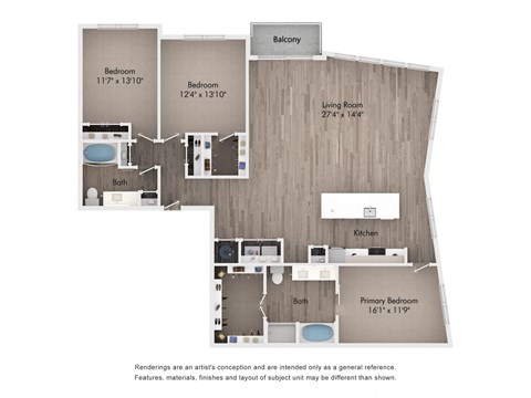 Floor plan for 3 beds, 2 baths, 1793 sqft